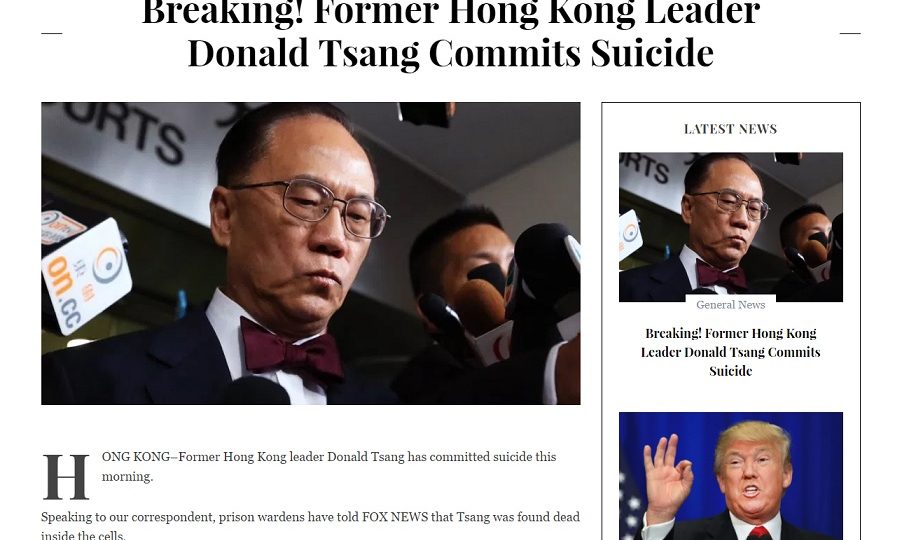 Out of shot is the headline “Donald Trump says a condom would have saved Nicaragua from Daniel Ortega” (in Spanish). Screenshot: fox-channel.com