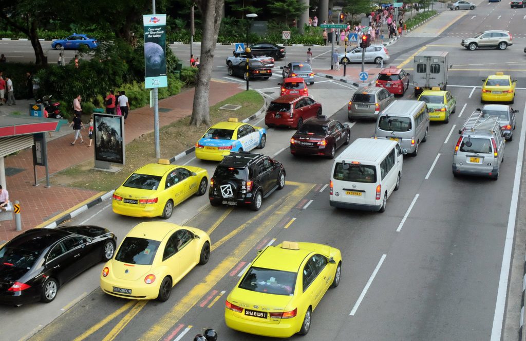 Yellow taxis in Singapore