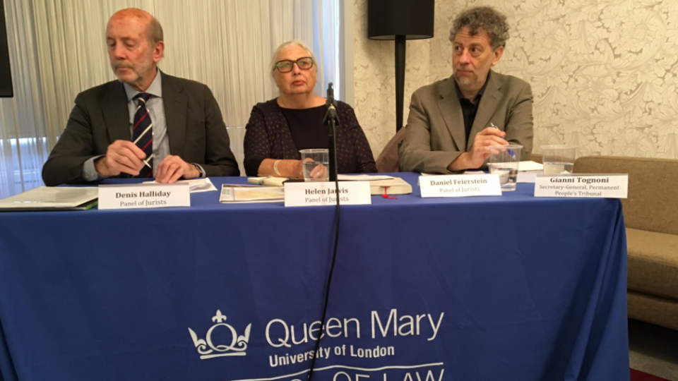 Judges preside over the People’s Tribunal on Myanmar in London. Photo: Twitter / Tun Khin