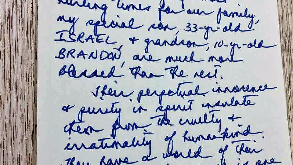 Detained lawmaker Sen. Leila De Lima writes a letter about her son and grandson, her ‘angels’. PHOTO: ABS-CBN News