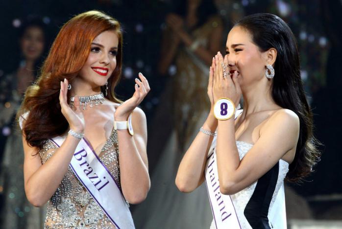 Contestant Jiratchaya Sirimongkolnawin of Thailand reacts as she is crowned winner of the Miss International Queen 2016 transgender/transsexual beauty pageant in Pattaya. Photos: Reuters