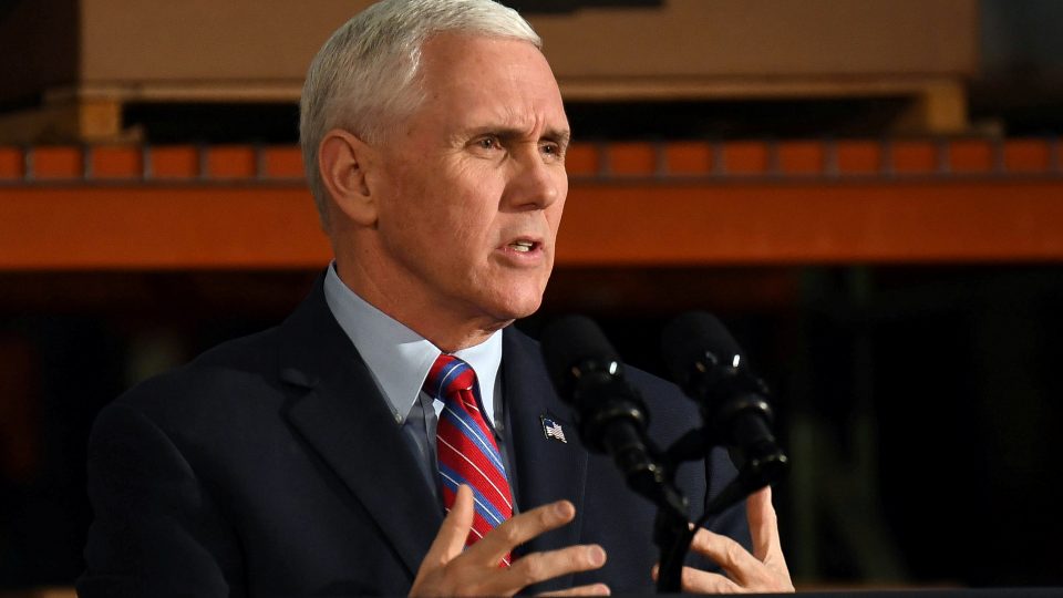 U.S. Vice President Mike Pence speaks  about the American Health Care Act during a visit to the Harshaw-Trane Parts and Distribution Center in Louisville, Kentucky, U.S., March 11, 2017.  REUTERS/Bryan Woolston