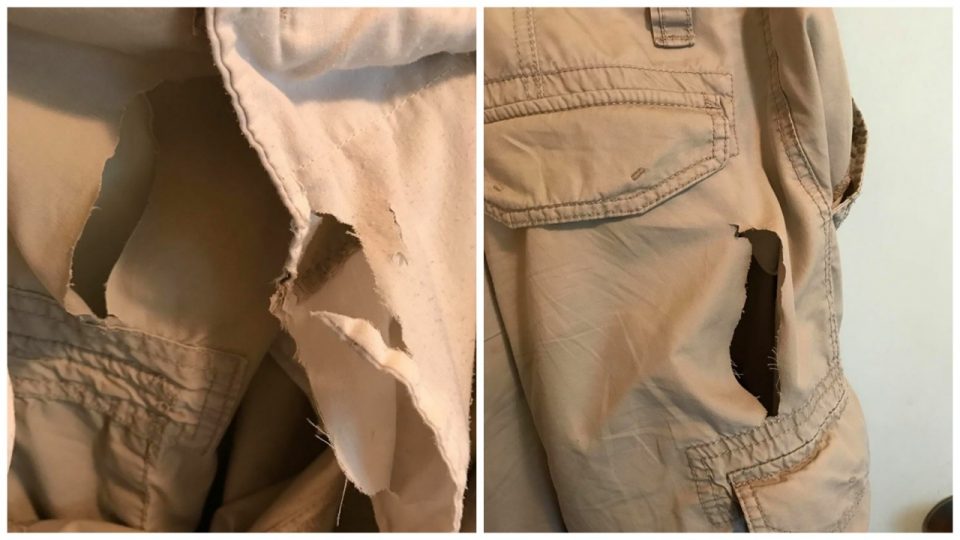 “Razor thefts” have become increasingly common, with victims often posting photos of their slashed clothing to social media. Photo (for illustration): Facebook