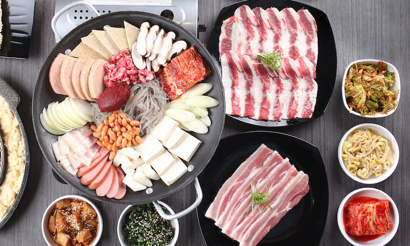 Budae Jjigae with BBQ meats