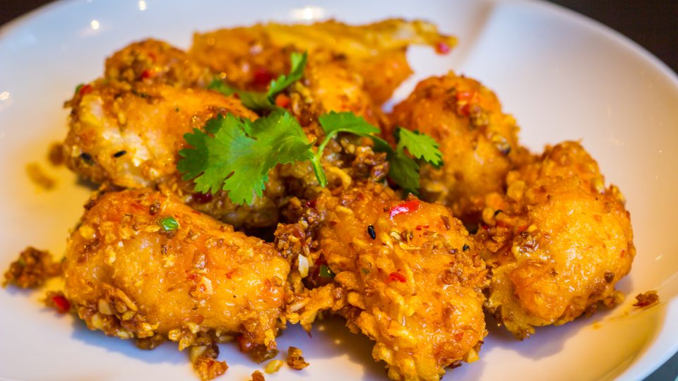 Shrimp-stuffed Fried Squid from Man Ho Chinese Restaurant. PHOTO: Ching Dee