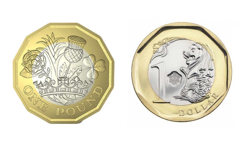 The new £1 coin (left) vs Singapore’s $1 coin.