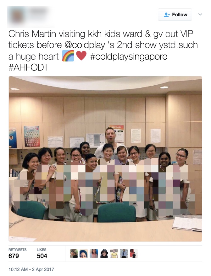 Chris martin KK hospital