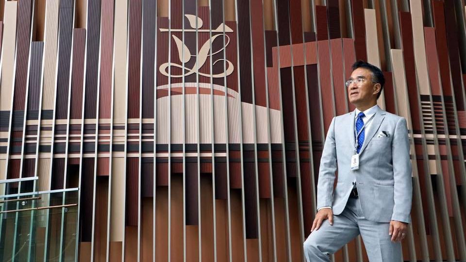 Tien poses at the LegCo building in Admiralty. Photo: Michael Tien via Facebook