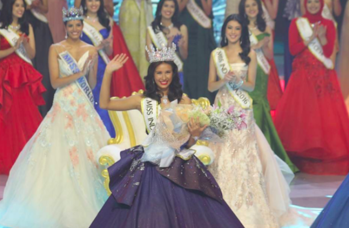 Miss Indonesia 2017 Achintya Holte Nielsen after being crowned on Saturday, April 22, 2017. Photo: Instagram / missindonesia