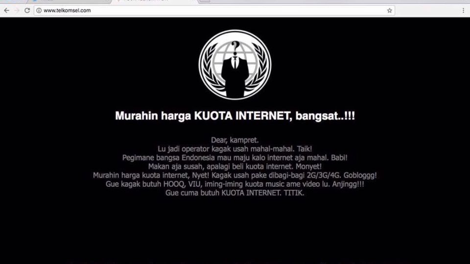 Telkomsel website hacked and defaced. Photo: Twitter