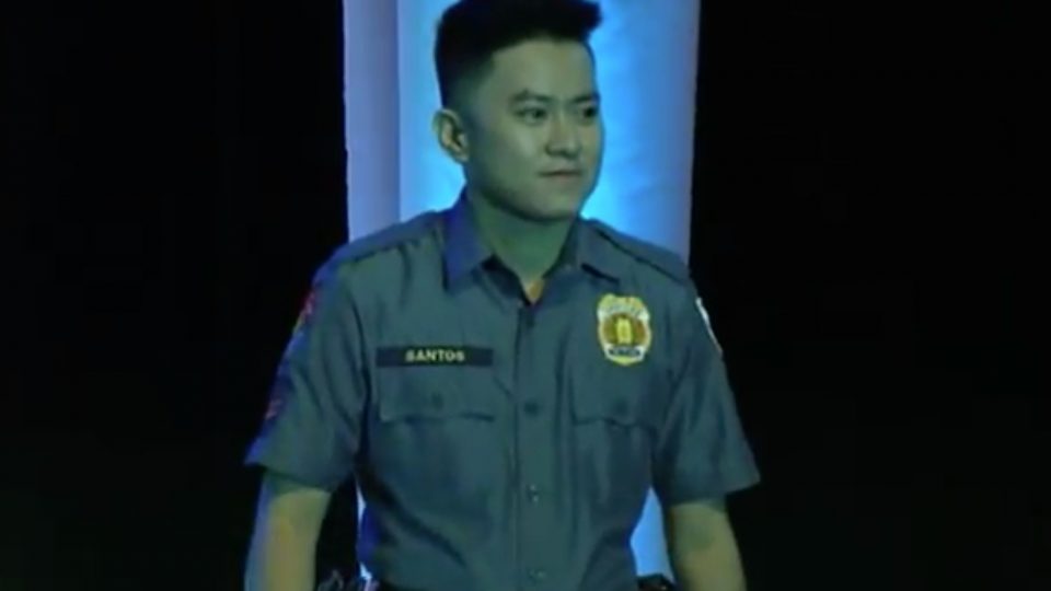 PO1 Clarissa Santos is the first ever winner of ‘Gwapulis’ pageant. PHOTO: Screengrab from ABS-CBN footage