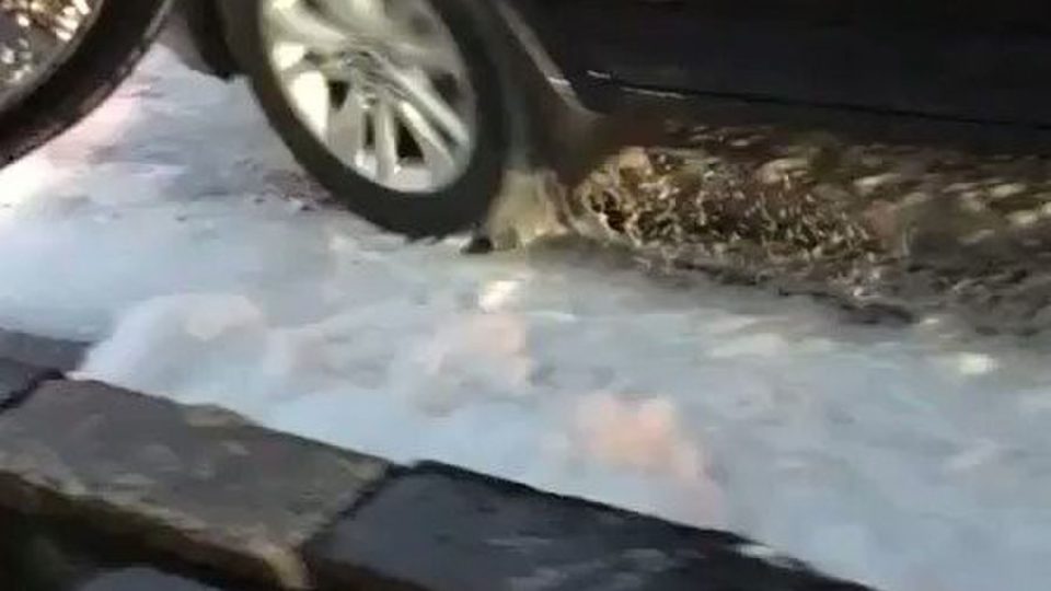 “Snow” seen on Jakarta’s Jalan Sudirman on May 6, 2017. Photo: Twitter