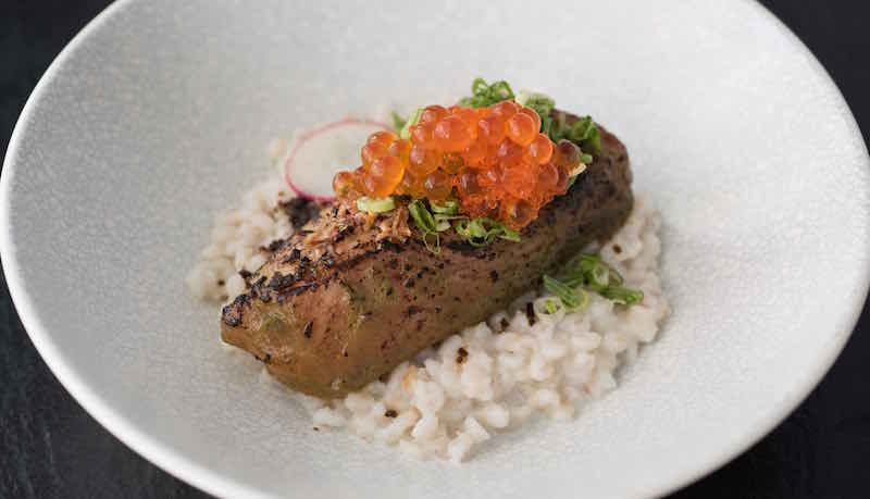 Salmon confit ‘risotto’, the restaurant’s version of good old fish porridge