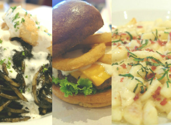 The pasta nero, the Italian burger and the gnocchi. 