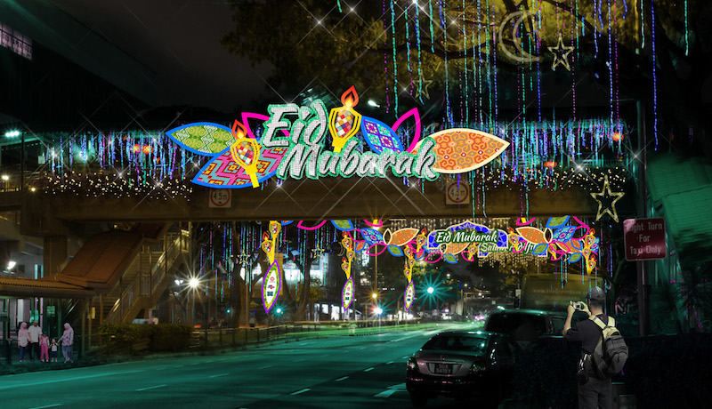 Artist impression of overhead bridge lit up during Hari Raya. Photo: Hari Raya Light Up 2017