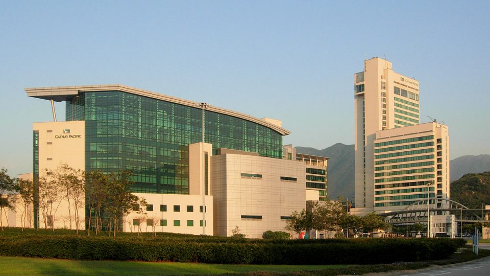 Cathay City, the airline’s headquarters, on the grounds of Hong Kong International Airport. Photo (for illustration): Nxn 0405 chl via Wikimedia Commons