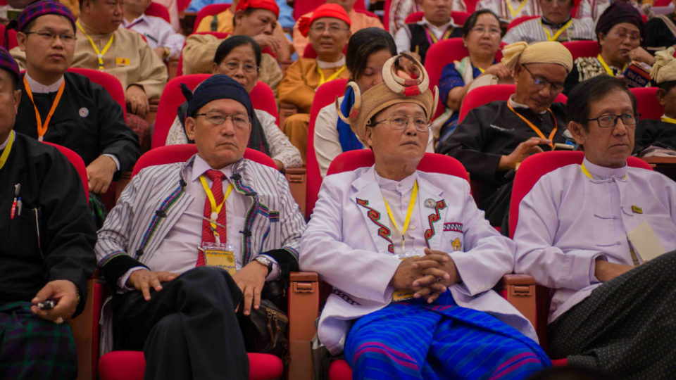 Delegates listen to speeches s the previous peace conference in September 2016. Photo: Aung Naing Soe 